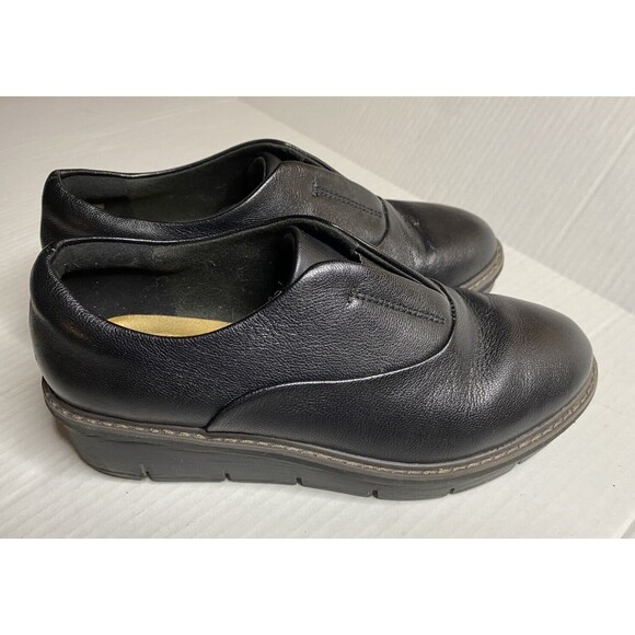 Clarks Collection Airabell Sky Slip On Loafers Women's Size 7 W Black Leather - Picture 1 of 6
